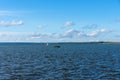 Summer view of Lake Pleshcheyevo, sunny summer day. Blue sky. Pereslavl-Zalessky, Yaroslavl region, Russia Royalty Free Stock Photo