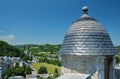 Summer view of Lourdes with ancient tower Royalty Free Stock Photo