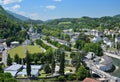 Summer view of Lourdes with the Rosary basilica Royalty Free Stock Photo