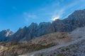 Summer view of rocky ridges of Cima Undici Mountain in Comelico region Royalty Free Stock Photo