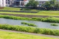 Summer view of the Saigawa River, Kanazawa, Japan.