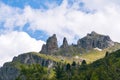 Summer view of Sella Towers and Piz BoÃÂ¨ from Passo Pordoi, Canazei, Dolomites, Italy