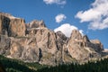 Summer view of Sella Towers and Piz BoÃÂ¨ from Passo Pordoi, Canazei, Dolomites, Italy