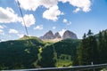 Summer view of Sella Towers and Piz BoÃÂ¨ from Passo Pordoi, Canazei, Dolomites, Italy