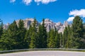 Summer view of Sella Towers and Piz BoÃÂ¨ from Passo Pordoi, Canazei, Dolomites, Italy