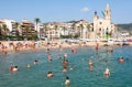 Summer view of Sitges coast with church