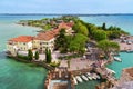 Summer view of small Italian town Sirmione. Italian Lake Garda and small village. Royalty Free Stock Photo