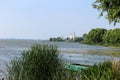 Summer view to the famous russian landmark Rostov the great kremlin with churches and towers under bright blue sky Royalty Free Stock Photo