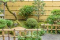 Summer view of traditional small japanese garden, Kanazawa city, Ishikawa Prefecture, Japan