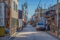 Summer view of traditional street in Mikawa, Japan. Royalty Free Stock Photo