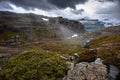 The summer view of Trolltunga in Odda, Ringedalsvatnet lake, Norway Royalty Free Stock Photo