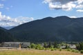 Summer view of the valley with the village Tatariv at the foot of the Carpathian Mountains, Ukraine