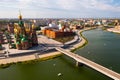 Voskresenskaya embankment in Yoshkar-Ola with Annunciation Cathedral, Mari El, Russia