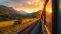 Summer View from the window of a train that is traveling Royalty Free Stock Photo