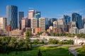 Summer views of Calgary Alberta along the Bow RiverSummer views of Calgary Alberta along the Bow River Royalty Free Stock Photo