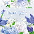 Blue summer flowers background