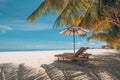 Summer vintage holiday and vacation design. Inspirational tropical beach, palm trees and white sand Royalty Free Stock Photo