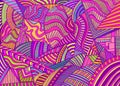 Summer vivid abstract ornamental doodle style geometric shapes psychedelic hippie art colorful background