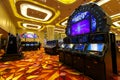 Slot machines a one-armed bandit in a new casino in the gambling zone in Russia without people.