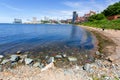 Summer, 2016 - Vladivostok, Russia - Water area of Fedorov Bay in Vladivostok. Undeveloped beach in the center of Vladivostok