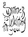 Summer is waiting for you lettering. Calligraphy summer postcard or poster graphic design typography element. Hand