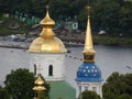 walk around the city of Kiev view of the dome of the church of the Vydubitsky monastery