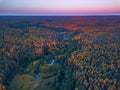 Summer warm sun light forest aerial view Royalty Free Stock Photo