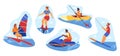 Summer water recreation or watersport, vector icon