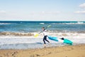 Summer Water Sport. Handsome Athletic Man With Body Holding Transparent Canoe Kayak. Royalty Free Stock Photo