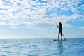 Summer Water Sports. Woman Silhouette In Sea. Healthy Lifestyle. Royalty Free Stock Photo