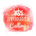 Summer watercolor vector hand paint background with text