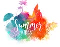 Summer watercolored background with