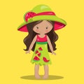 SUMMER WATERMELON GIRL BLACK 02 Royalty Free Stock Photo