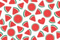 Summer Watermelon pieces Wide Seamless pattern surface design. Vector illustration isolated on white