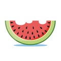 Summer watermelon slice, with bite taken off. Royalty Free Stock Photo