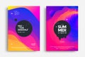 Summer wavy geometric poster design. Fluid banner