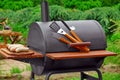 Summer Weekend BBQ Scene With Charcoal Grill On The Backyard Royalty Free Stock Photo