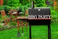 Summer Weekend BBQ Scene With Charcoal Grill On The Backyard Royalty Free Stock Photo