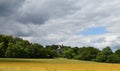 Summer. Wheat fields.Mill in the landscape.Museum in Detmold Germany. Royalty Free Stock Photo