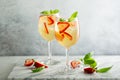 Summer white sangria with strawberries Royalty Free Stock Photo