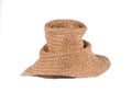 summer wicker straw hat isolated on white Royalty Free Stock Photo