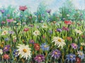 Summer wild flowers, oil painting