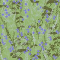 Summer wildflowers and grasses in flat style on light green background.