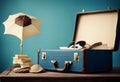 summer will background suitcase blue concept fly basic creative vacation generative idea ai travel plane flight tour tourism