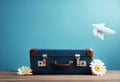 summer will background suitcase blue concept fly basic creative vacation generative idea ai travel plane flight tour tourism