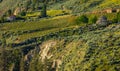 Summer Winery view of Kelowna vineyards surrounding Lake Okanagan with mountains. Sunrise in Kelowna Royalty Free Stock Photo