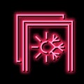 summer and winter insulation layer neon glow icon illustration