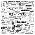 summer winter monsoon word cloud, word cloud use for banner, painting, motivation, web-page, website background, t-shirt & shirt