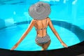 Summer Woman Body Care. Relaxation In Swimming Pool. Holidays Va Royalty Free Stock Photo