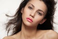 Summer woman with fashion make-up, neon pink lips